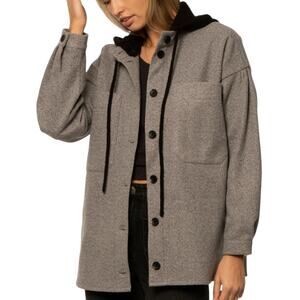 Amuse Society Shirt Tread Jacket with Crochet Hood NWT Size Large